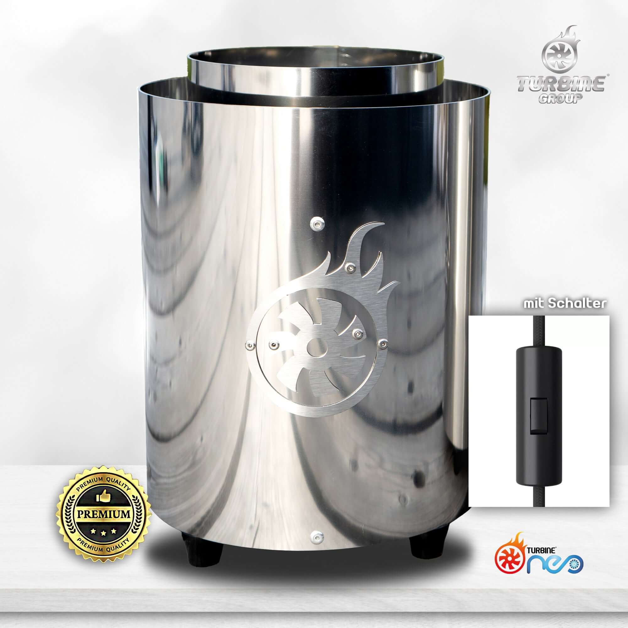 Turbine Neo Edelstahl poliert mit Schalter