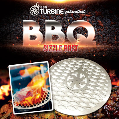 Das BBQ-Turbine® | Sizzle Rost  ist ein innovatives Grillzubehör, das Ihr Grillerlebnis auf ein neues Niveau hebt. 